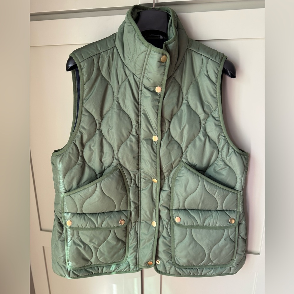J. Crew Quilted Sage Green Puffer Vest